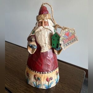 Heartwood Creek Jim Shore 10" Santa Feeding Bird Birdhouse Christmas 2002